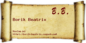 Borik Beatrix névjegykártya